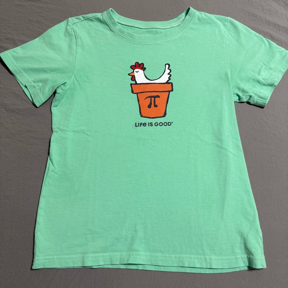 Life Is Good Kids Green Tee with Chicken Pot Pie Graphic